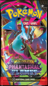 Pokémon trading card game pack with colorful design and character illustration on a black background