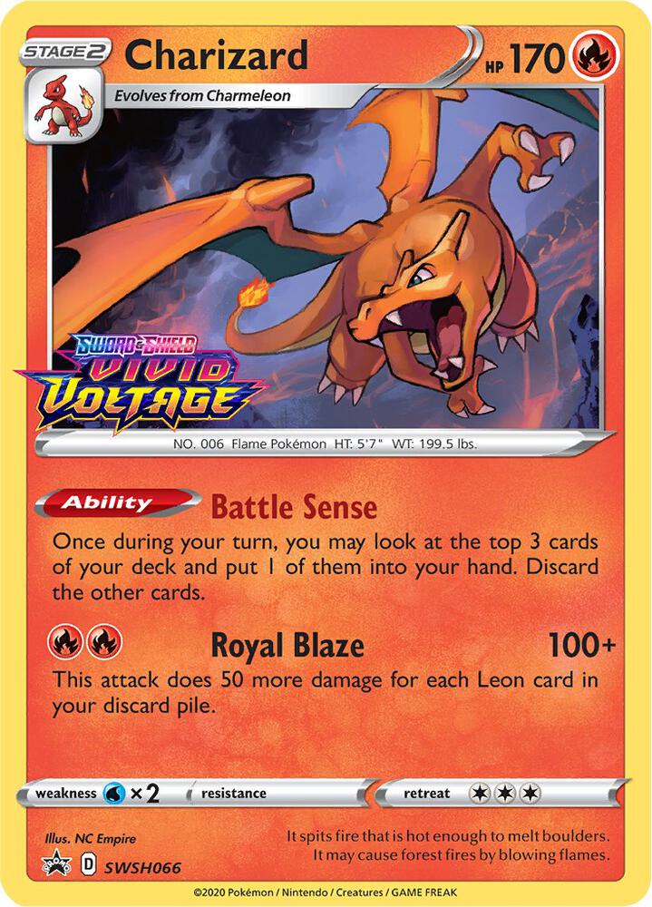 Charizard - SWSH066 NM (Prerelease) - SWSH: Sword & Shield Promo Cards (SWSD)